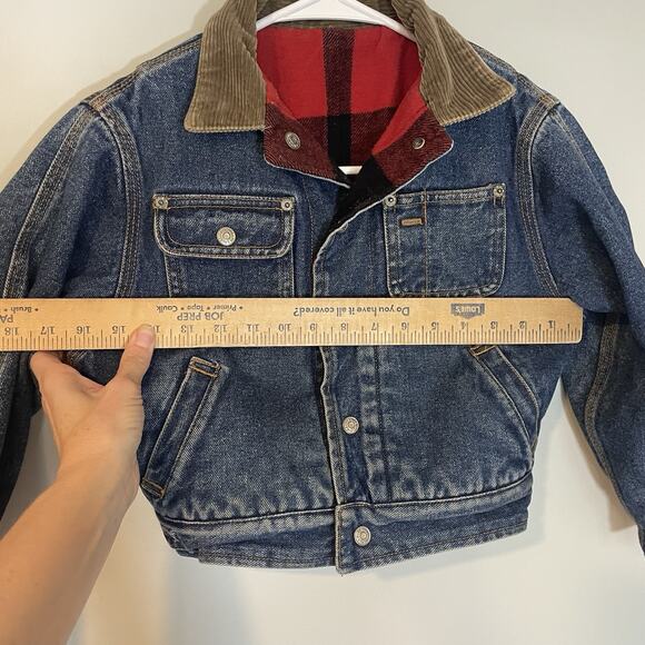 Vintage Ralph Lauren Flannel Denim Reversible Trucker Jacket Size 5 Toddler - Picture 4 of 9